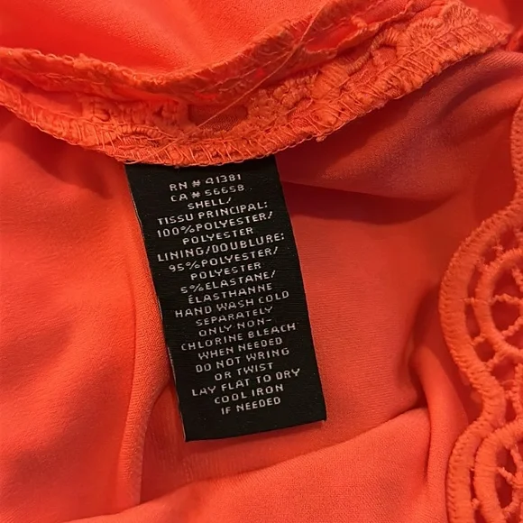 Lauren Ralph Lauren Lace Off The Shoulder Coral Color Dress, Lined Size 4 Petite - Picture 8 of 12